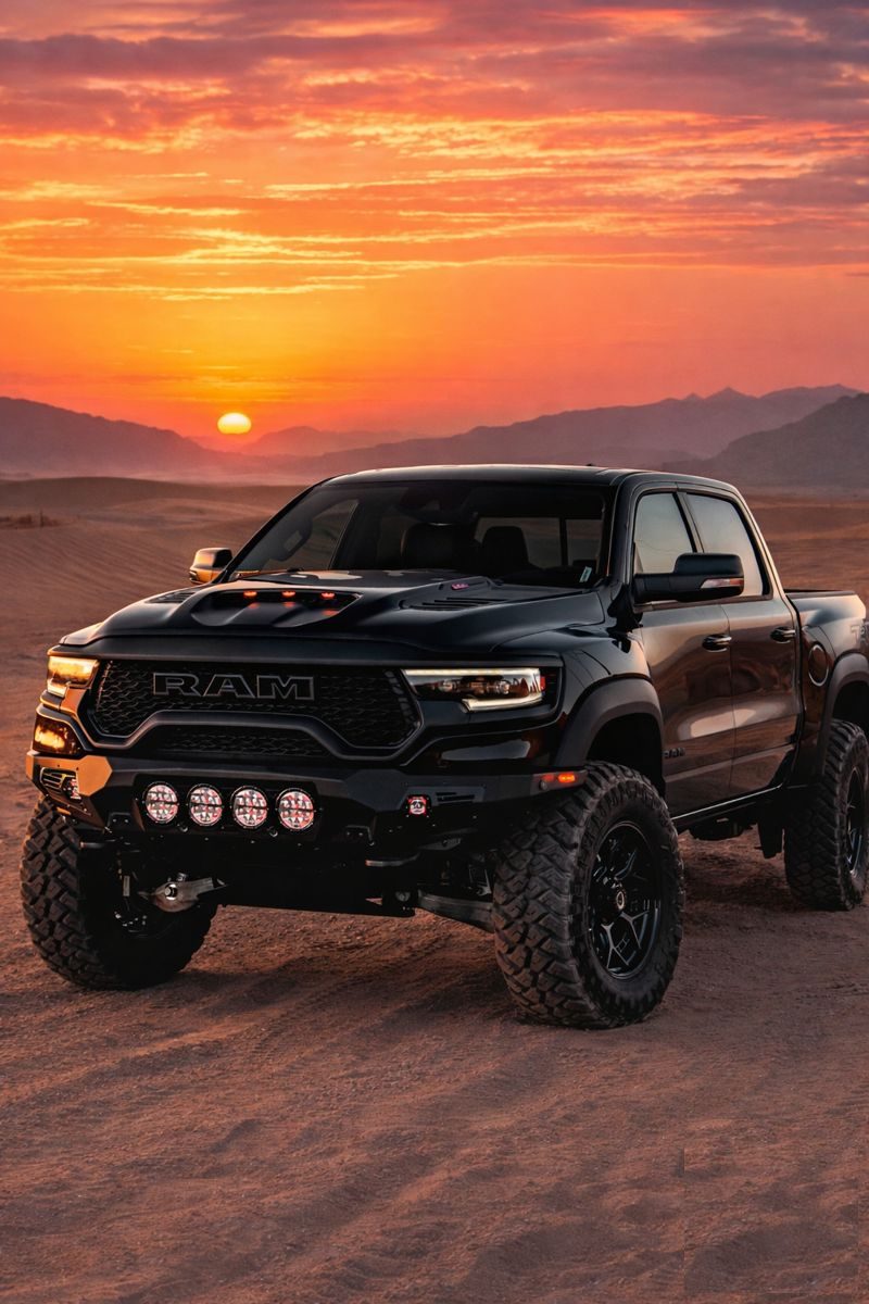 RAM 1500 TRX at full speed in the desert
